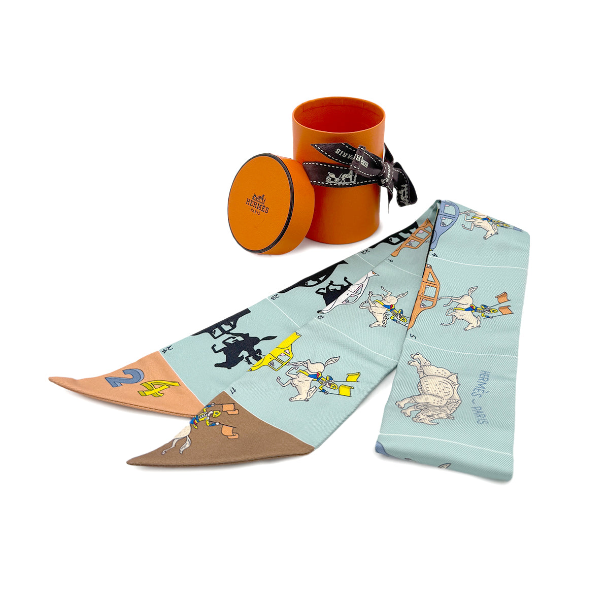 HERMES TWILLY HERMES PARADE SCARF GREEN SILK 90295845