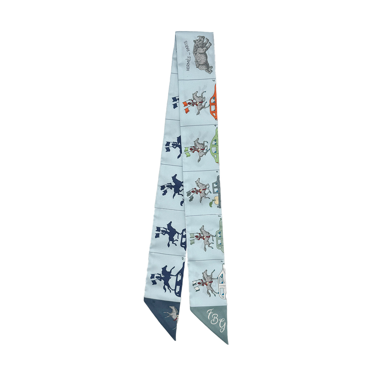 HERMES TWILLY HERMES PARADE SCARF LIGHT BLUE SILK 90295846
