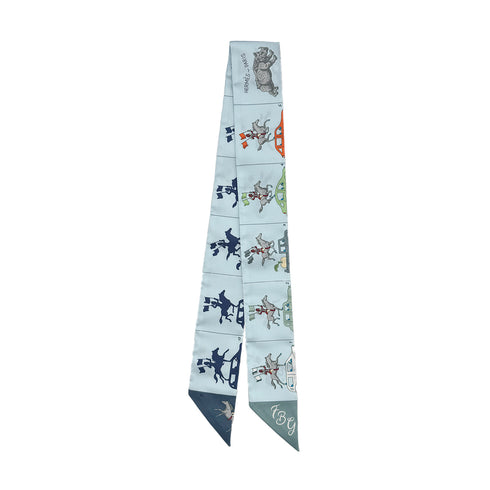 HERMES TWILLY HERMES PARADE SCARF LIGHT BLUE SILK 90295846 - PURPOSE