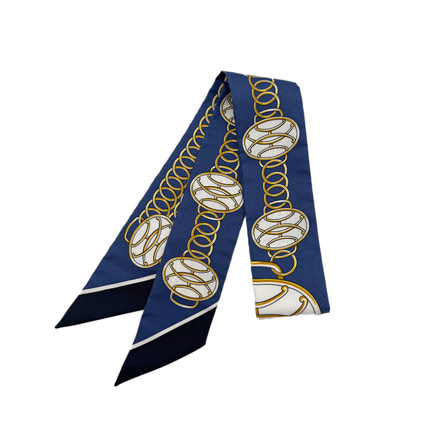 HERMES TWILLY LIFT PROFILE SCARF BLUE YELLOW SILK 90295852 - PURPOSE