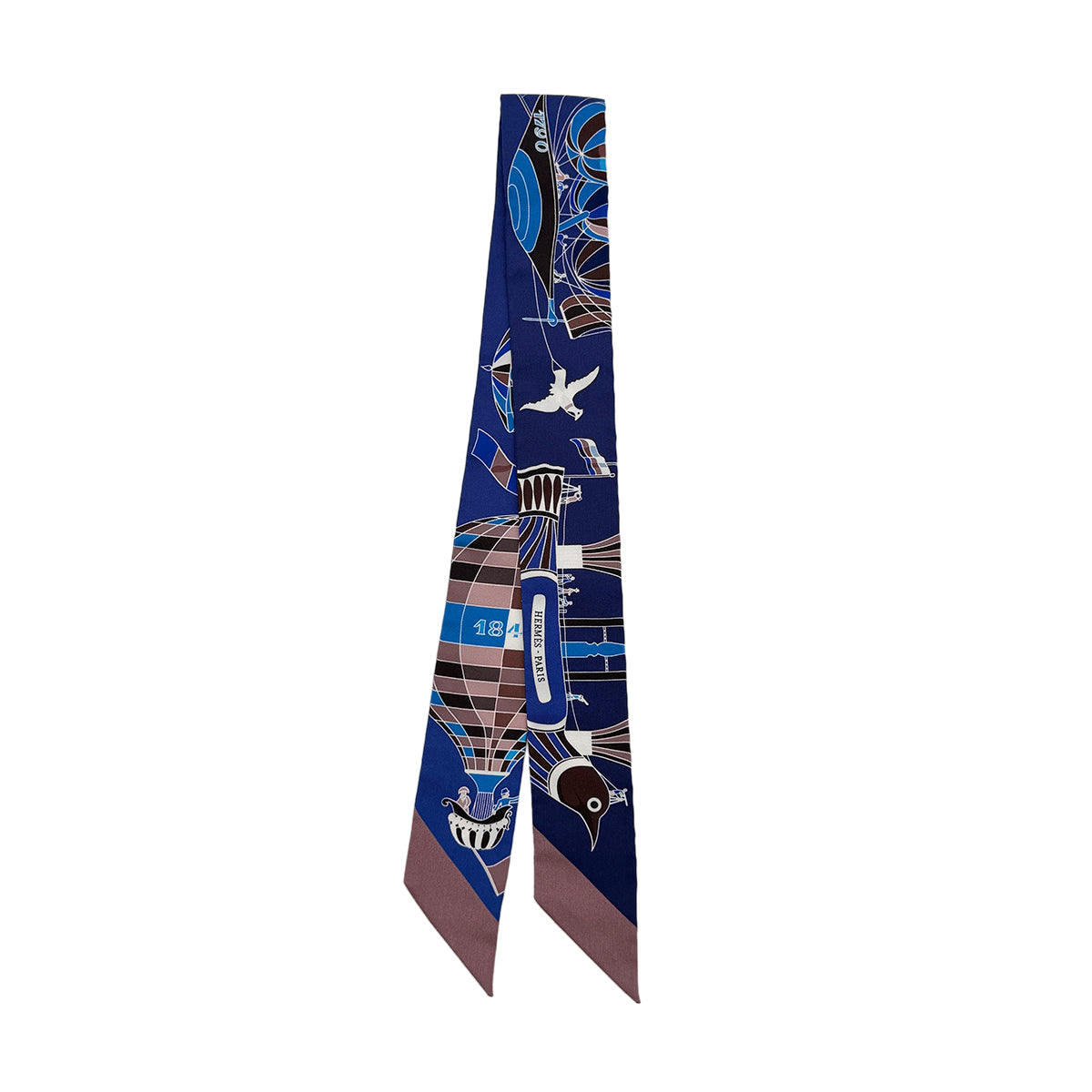 HERMES TWILLY LES FOLIES DU CIEL SCARF BLUE SILK 90295855