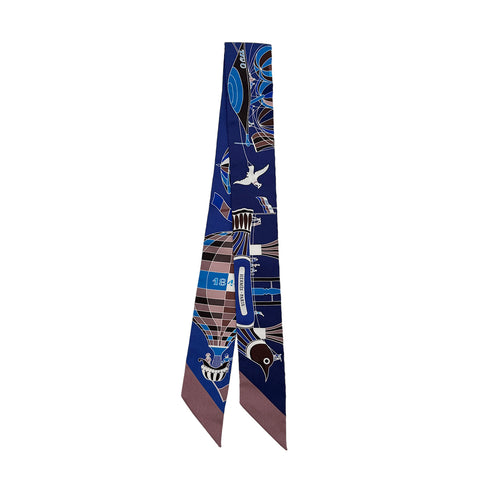 HERMES TWILLY LES FOLIES DU CIEL SCARF BLUE SILK 90295855 - PURPOSE