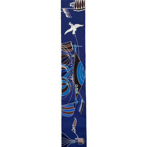 HERMES TWILLY LES FOLIES DU CIEL SCARF BLUE SILK 90295855 - PURPOSE
