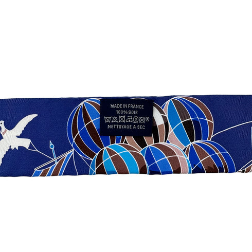 HERMES TWILLY LES FOLIES DU CIEL SCARF BLUE SILK 90295855 - PURPOSE