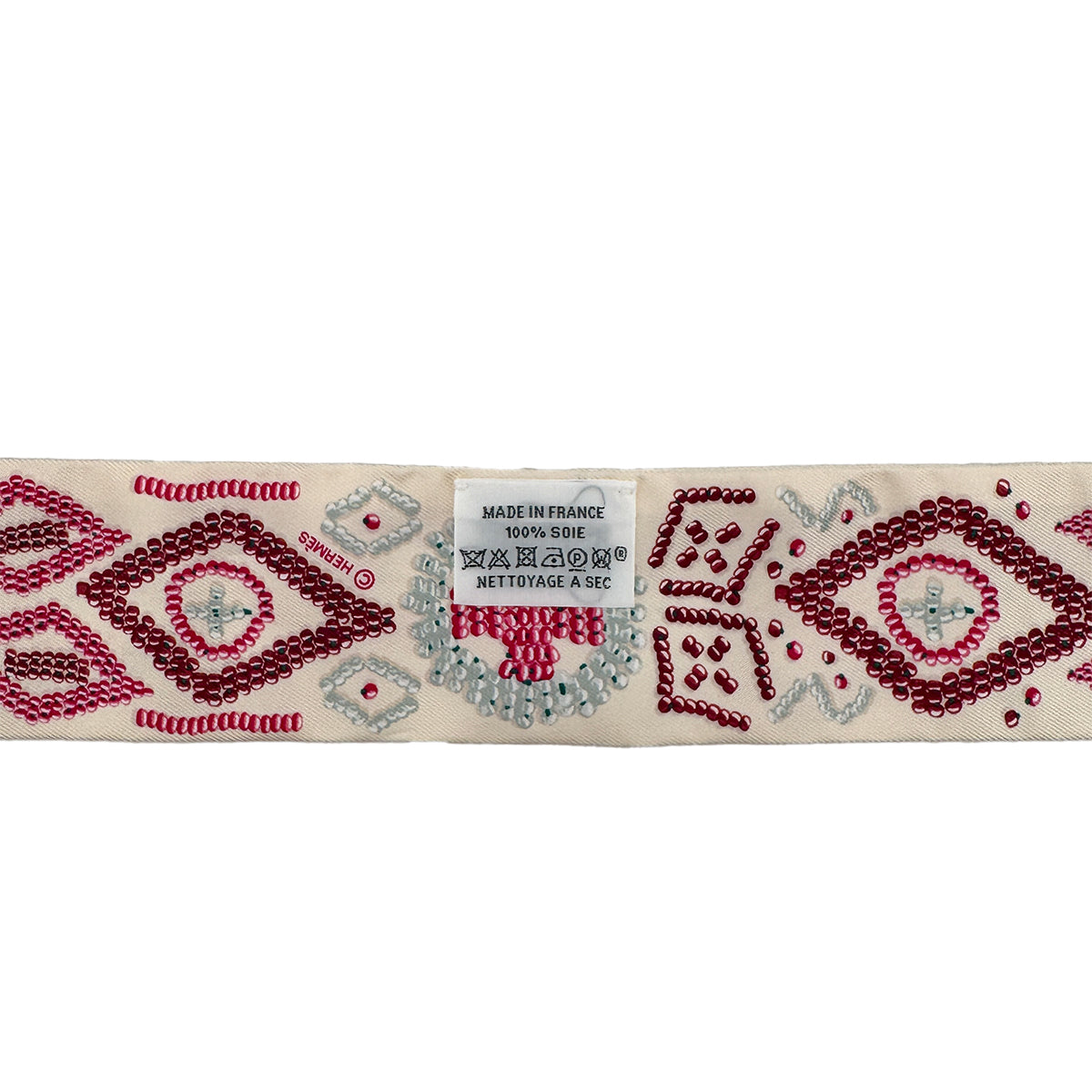 HERMES TWILLY KELLY EN PERLES SCARF IVORY PINK SILK 90295856