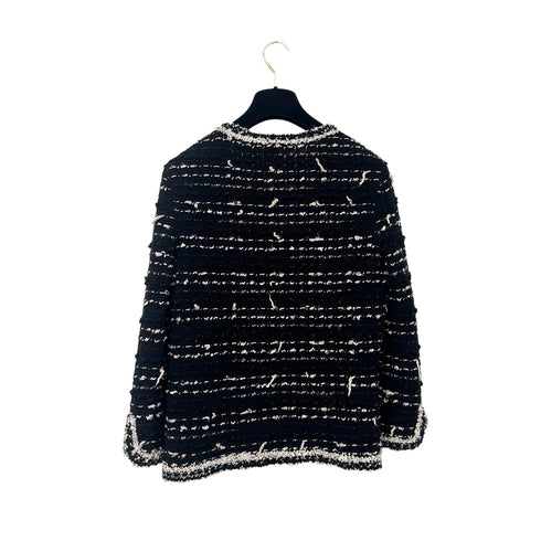 CHANEL COCO BUTTON TWEED KNIT CARDIGAN BLACK BEIGE WOOL 38 05A RTW 90295858