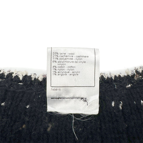 CHANEL COCO BUTTON TWEED KNIT CARDIGAN BLACK BEIGE WOOL 38 05A RTW 90295858