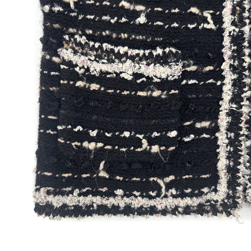 CHANEL COCO BUTTON TWEED KNIT CARDIGAN BLACK BEIGE WOOL 38 05A RTW 90295858