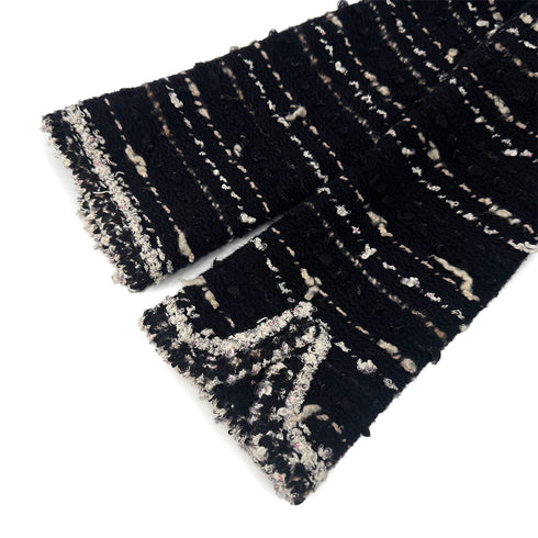 CHANEL COCO BUTTON TWEED KNIT CARDIGAN BLACK BEIGE WOOL 38 05A RTW 90295858