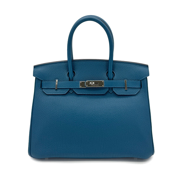 HERMES BIRKIN 30 COBALT TOGO HAND BAG □Q SHW 90296042 - PURPOSE