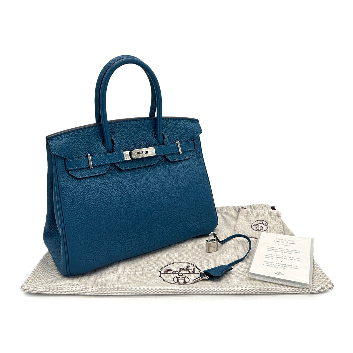 HERMES BIRKIN 30 COBALT TOGO HAND BAG □Q SHW 90296042