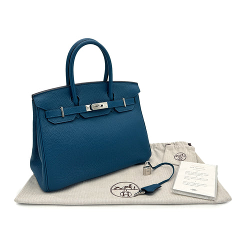 HERMES BIRKIN 30 COBALT TOGO HAND BAG □Q SHW 90296042 - PURPOSE
