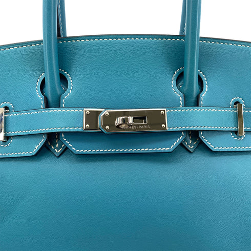HERMES BIRKIN 30 BLUE JEAN VEAU SWIFT HAND BAG □K SHW 90296044 - PURPOSE