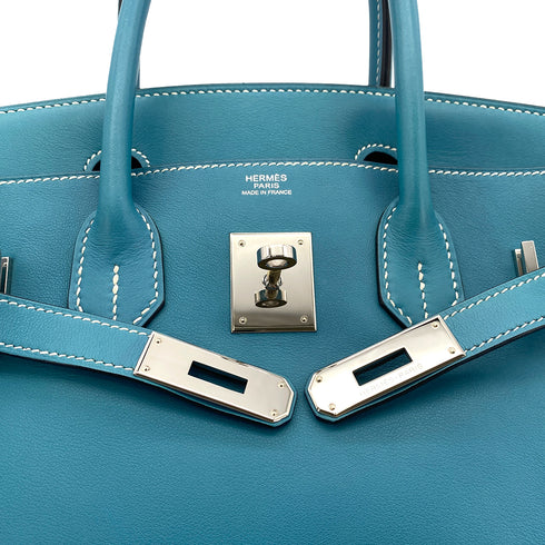 HERMES BIRKIN 30 BLUE JEAN VEAU SWIFT HAND BAG □K SHW 90296044 - PURPOSE