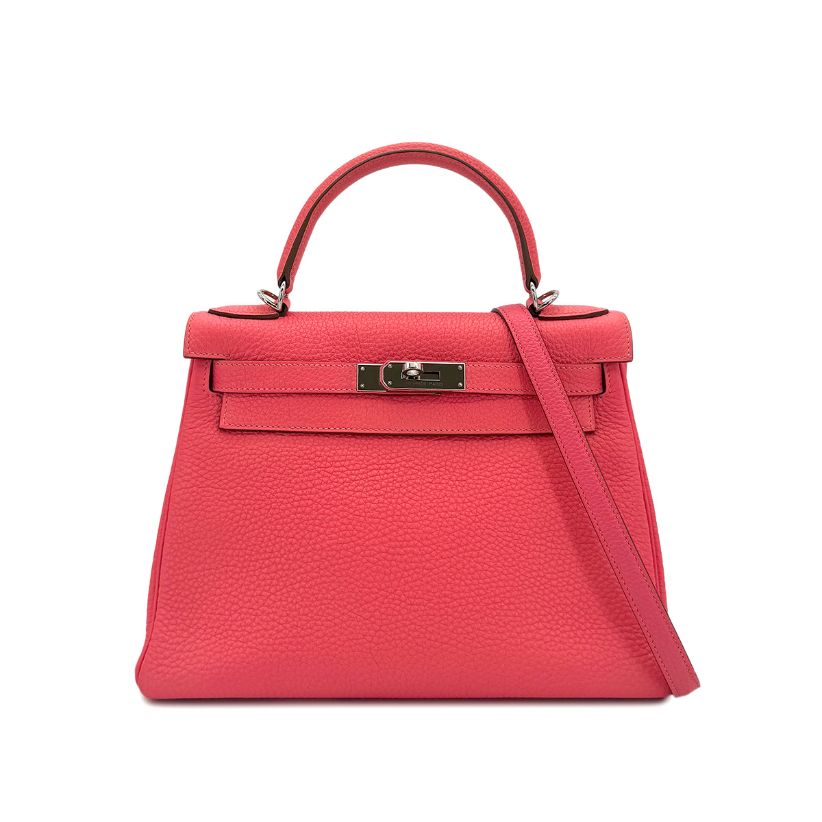 HERMES KELLY 28 RETOURNE ROSE LIPSTICK TAURILLON CLEMENCE HAND SHOULDER BAG □Q SHW 90296045