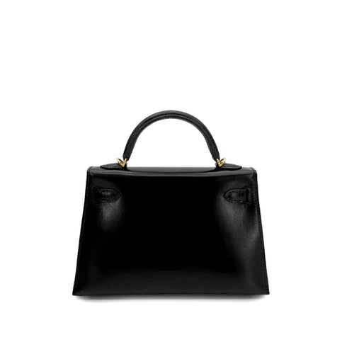 HERMES MINI KELLY 2 BLACK BOX CALF HAND SHOULDER BAG U GHW 90296046 - PURPOSE