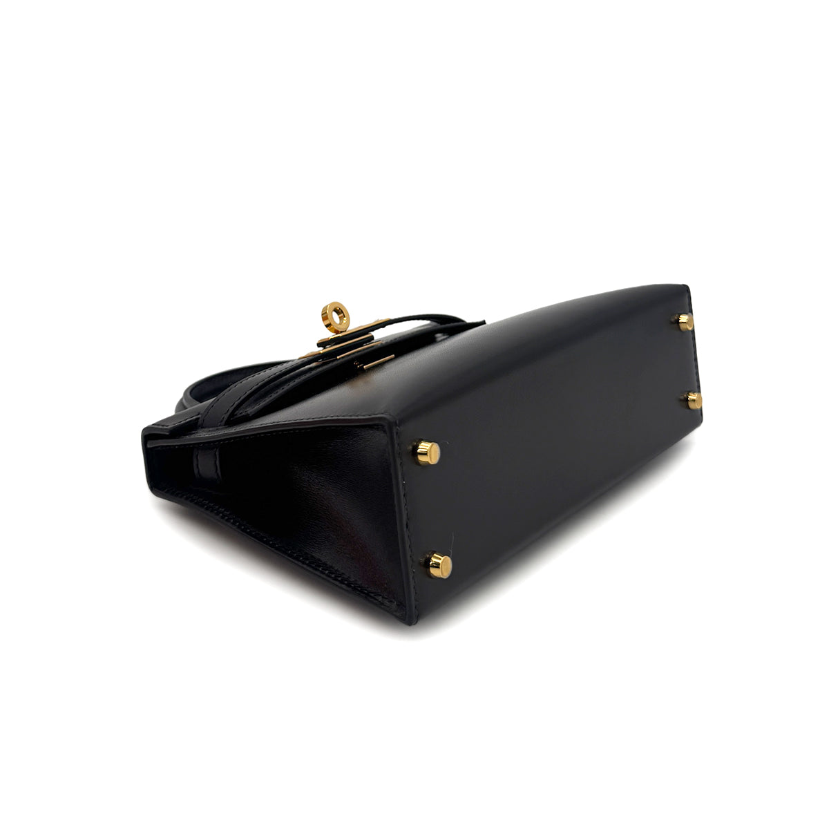 HERMES MINI KELLY 2 BLACK BOX CALF HAND SHOULDER BAG U GHW 90296046