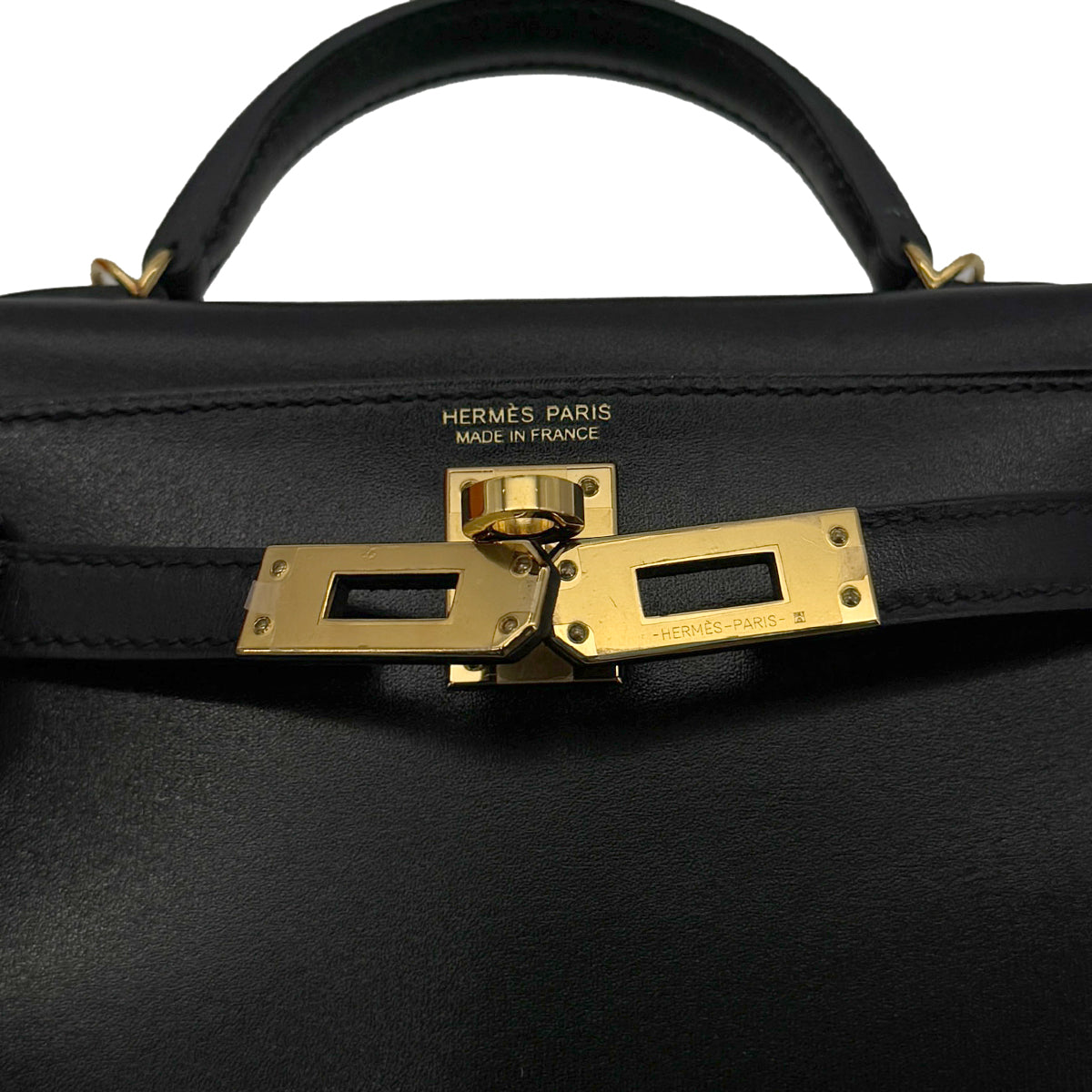 HERMES MINI KELLY 2 BLACK BOX CALF HAND SHOULDER BAG U GHW 90296046