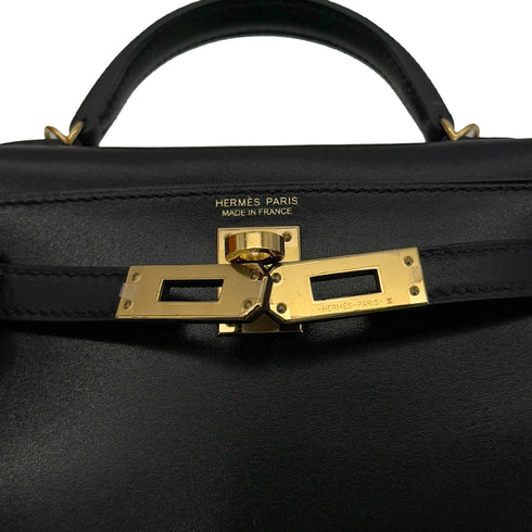 HERMES MINI KELLY 2 BLACK BOX CALF HAND SHOULDER BAG U GHW 90296046 - PURPOSE