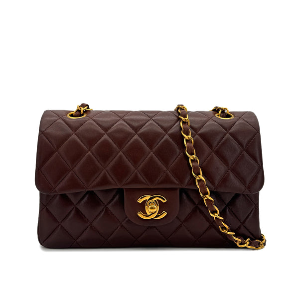 CHANEL VINTAGE CLASSIC FLAP SMALL CHAIN SHOULDER BAG BROWN LAMB SKIN 90296048 - PURPOSE