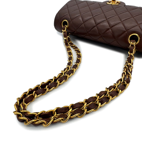 CHANEL VINTAGE CLASSIC FLAP SMALL CHAIN SHOULDER BAG BROWN LAMB SKIN 90296048 - PURPOSE