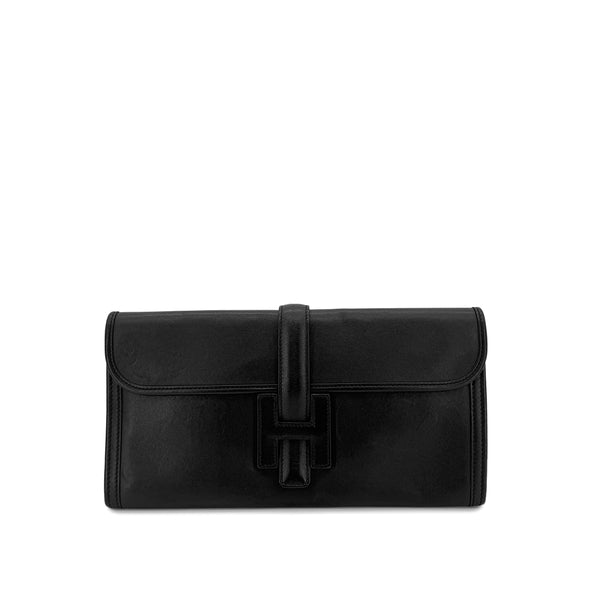 HERMES JIGE ELAN 29 BLACK VEAU SWIFT CLUTCH BAG X 90296049 - PURPOSE