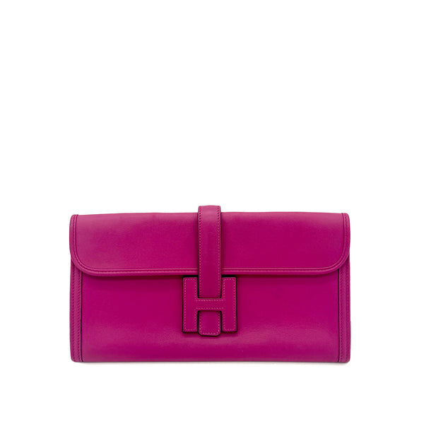 HERMES JIGE ELAN 29 ROSE PURPLE VEAU SWIFT CLUTCH BAG A 90296050 - PURPOSE