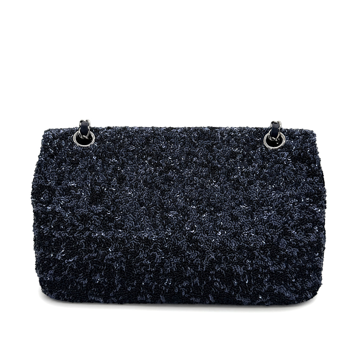 CHANEL CHAIN SHOULDER BAG NAVY SEQUINS 90296052