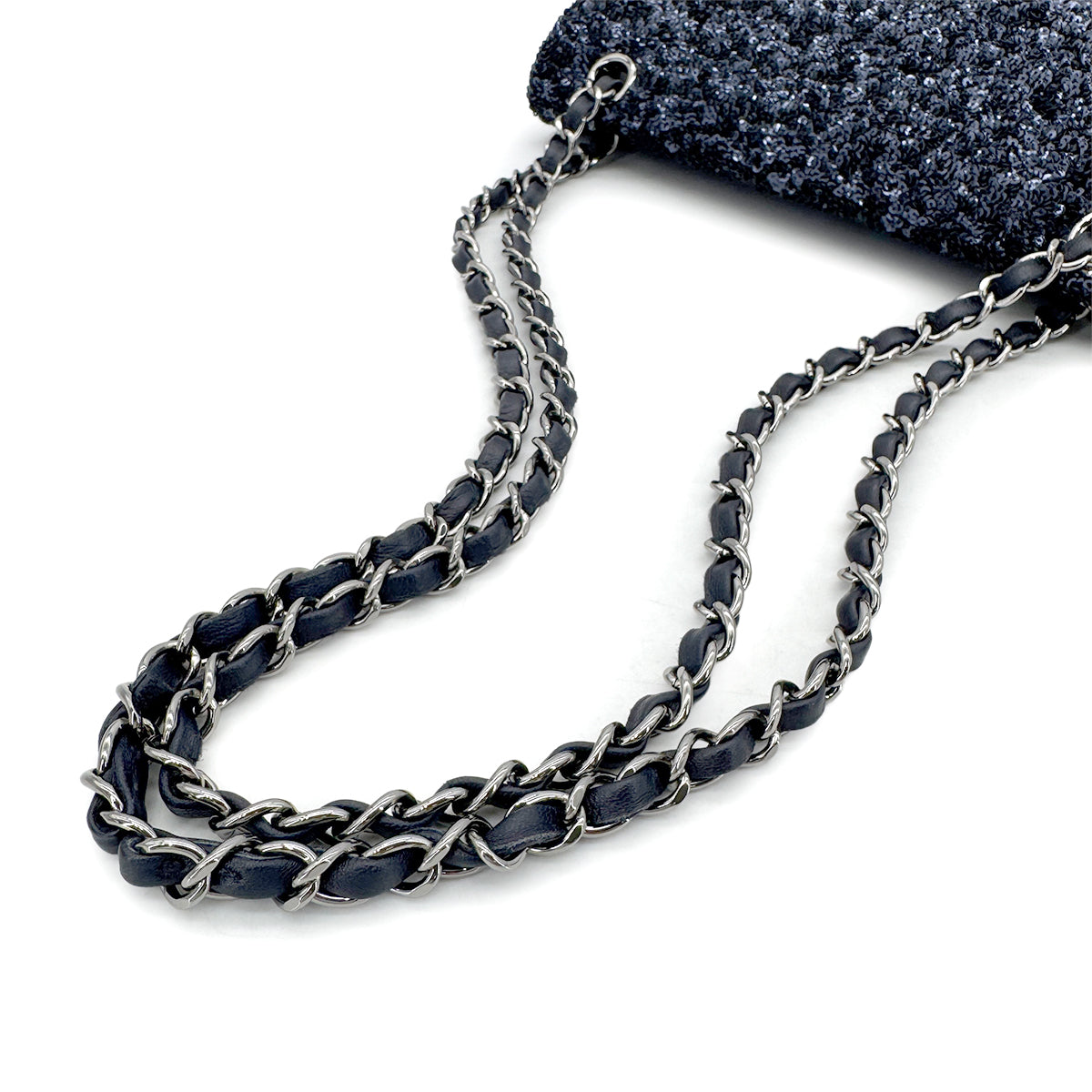 CHANEL CHAIN SHOULDER BAG NAVY SEQUINS 90296052