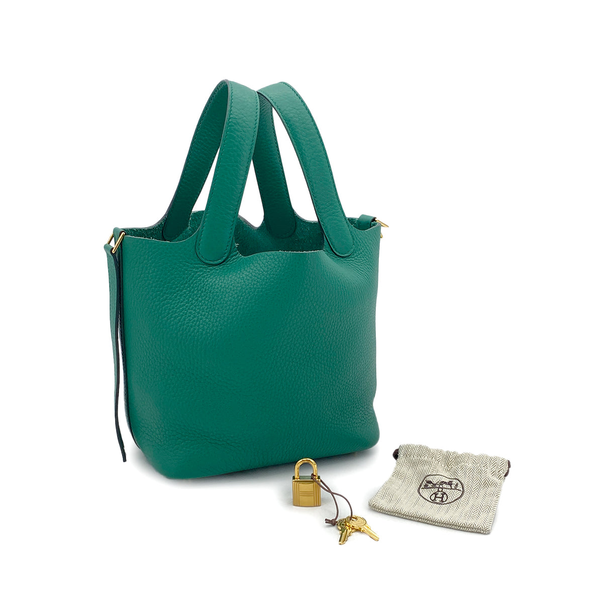 HERMES PICOTIN LOCK PM VERT VERTIGO TAURILLON CLEMENCE HAND BAG B GHW 90296053