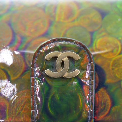CHANEL VINTAGE COIN PATTERN HAND BAG GREEN ENAMEL 90296125