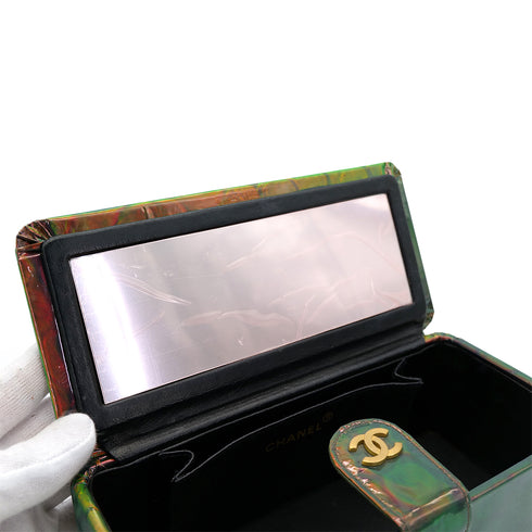 CHANEL VINTAGE COIN PATTERN HAND BAG GREEN ENAMEL 90296125