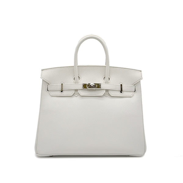 HERMES BIRKIN 25 WHITE VEAU EPSOM HAND BAG □M SHW 90296199 - PURPOSE