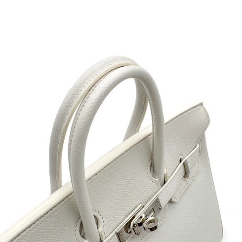 HERMES BIRKIN 25 WHITE VEAU EPSOM HAND BAG □M SHW 90296199 - PURPOSE