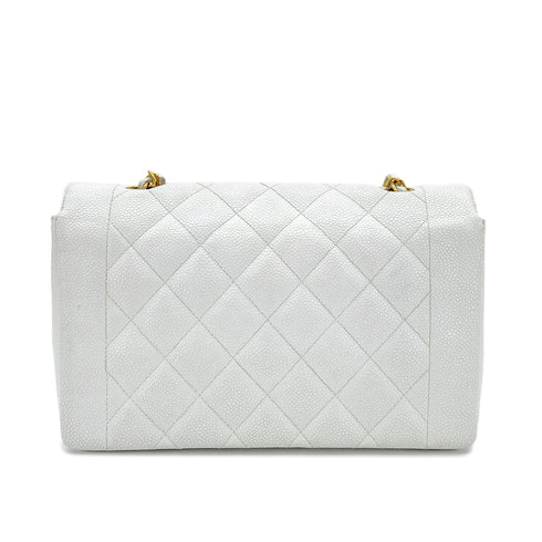 CHANEL VINTAGE DIANA MEDIUM CHAIN SHOULDER BAG WHITE CAVIAR SKIN 90296204 - PURPOSE