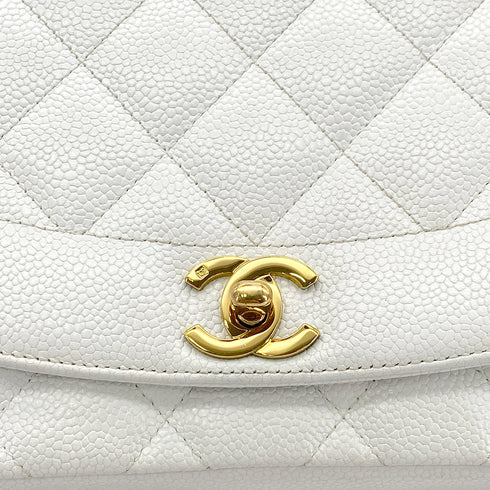CHANEL VINTAGE DIANA MEDIUM CHAIN SHOULDER BAG WHITE CAVIAR SKIN 90296204 - PURPOSE