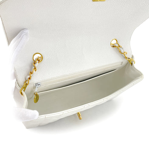CHANEL VINTAGE DIANA MEDIUM CHAIN SHOULDER BAG WHITE CAVIAR SKIN 90296204 - PURPOSE