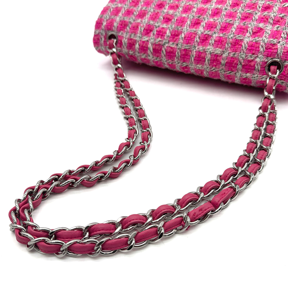CHANEL JUMBO MATELASSE 30 CHAIN SHOULDER BAG PINK TWEED 90296219