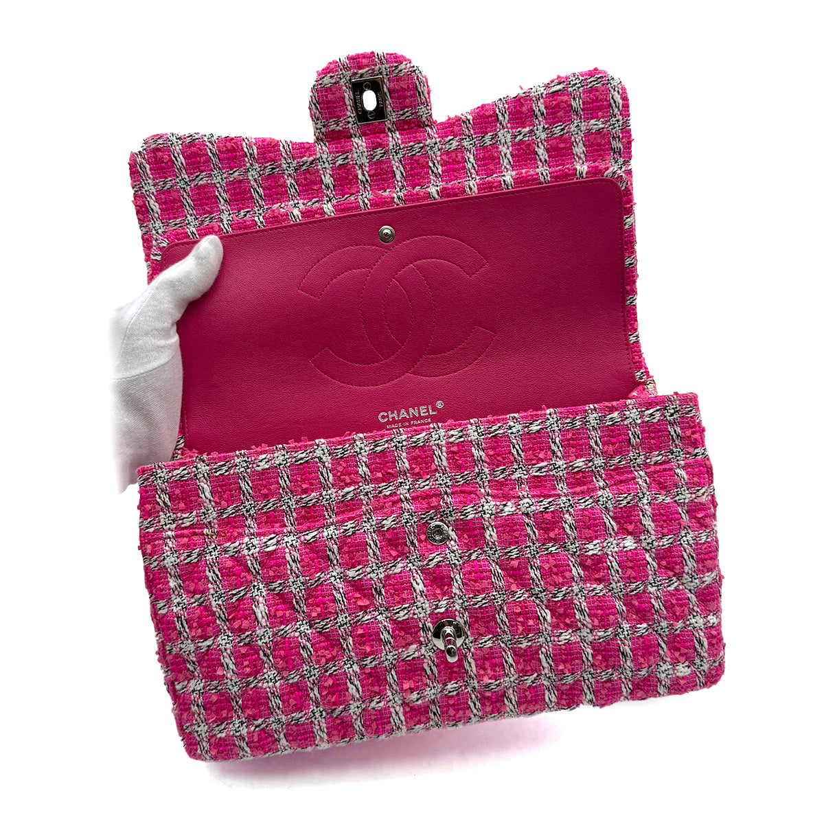 CHANEL JUMBO MATELASSE 30 CHAIN SHOULDER BAG PINK TWEED 90296219