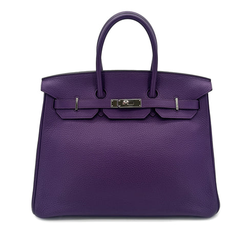 HERMES BIRKIN 35 ULTRAVIOLET TAURILLON CLEMENCE HAND BAG □P SHW 90296226 - PURPOSE