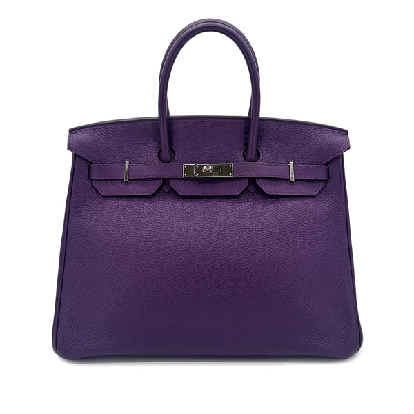 HERMES BIRKIN 35 ULTRAVIOLET TAURILLON CLEMENCE HAND BAG □P SHW 90296226 - PURPOSE