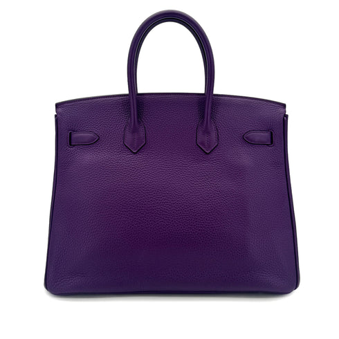 HERMES BIRKIN 35 ULTRAVIOLET TAURILLON CLEMENCE HAND BAG □P SHW 90296226 - PURPOSE
