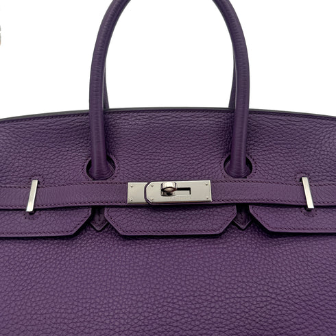 HERMES BIRKIN 35 ULTRAVIOLET TAURILLON CLEMENCE HAND BAG □P SHW 90296226 - PURPOSE