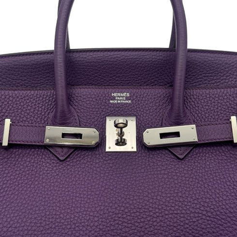 HERMES BIRKIN 35 ULTRAVIOLET TAURILLON CLEMENCE HAND BAG □P SHW 90296226 - PURPOSE