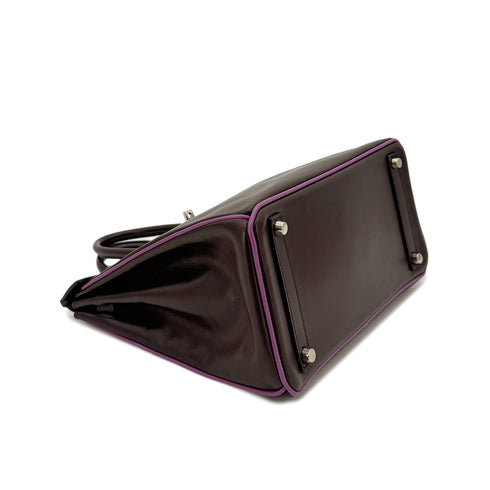 HERMES HAUT A COURROIES 28 BICOLOR CHOCOLAT CYCLAMEN BOX CALF HAND BAG ▢I SHW 90296251 - PURPOSE