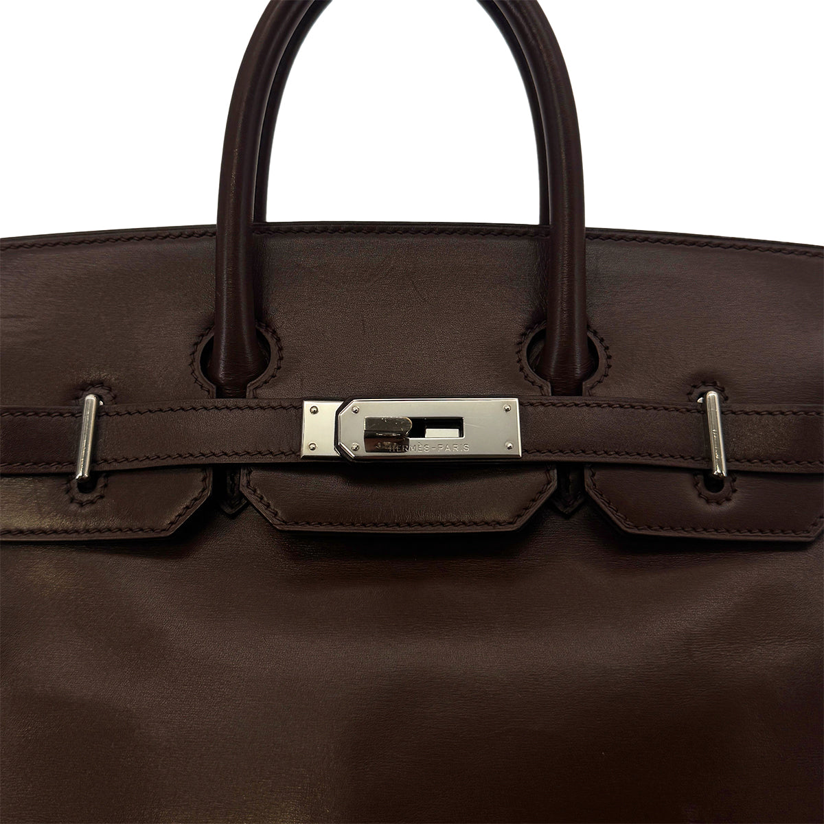 HERMES HAUT A COURROIES 28 BICOLOR CHOCOLAT CYCLAMEN BOX CALF HAND BAG ▢I SHW 90296251