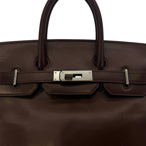 HERMES HAUT A COURROIES 28 BICOLOR CHOCOLAT CYCLAMEN BOX CALF HAND BAG ▢I SHW 90296251 - PURPOSE
