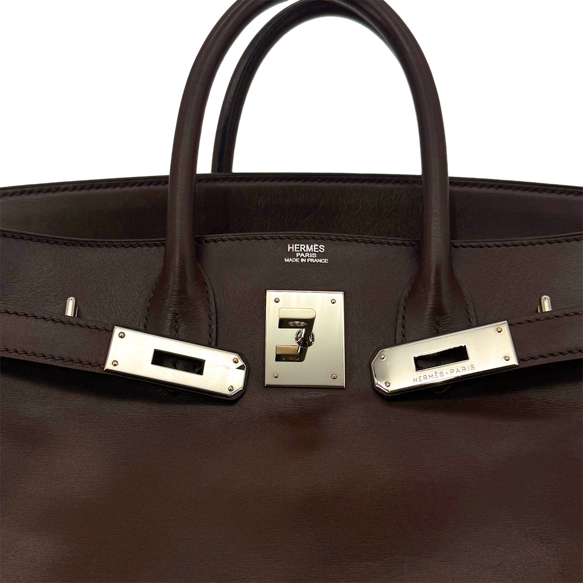 HERMES HAUT A COURROIES 28 BICOLOR CHOCOLAT CYCLAMEN BOX CALF HAND BAG ▢I SHW 90296251