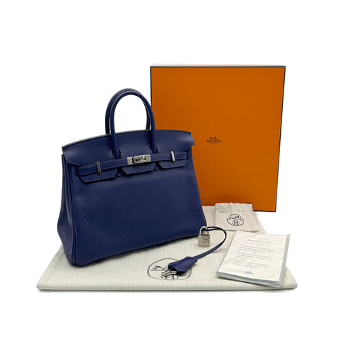 HERMES BIRKIN 25 BLEU SAPHIR TAURILLON NOVILLO HAND BAG D SHW 90296448 - PURPOSE