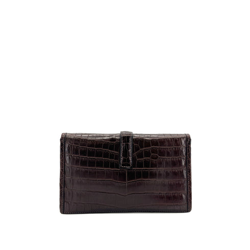 HERMES JIGE MINI EBENE MATT NILOTICUS CLUTCH BAG □H 90296449 - PURPOSE
